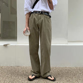 Hearujoy Vintage Jeans Fashion Men's Clothing Trend Washed Casual Straight Trouser Solid Color Versatile Street Denim Pants 9C1266